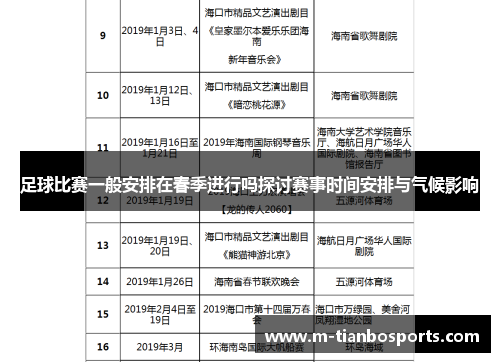 足球比赛一般安排在春季进行吗探讨赛事时间安排与气候影响